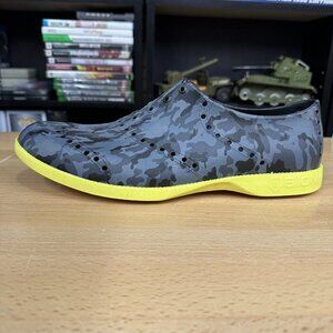 Biion Golf Shoes Mens Size 10 Black CAMO Yellow Sole Spikeless Oxford Comfort